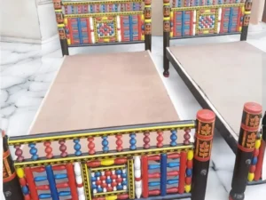 wooden double charpai bed